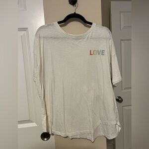 Women's Rainbow LOVE White Relaxed Fit aerie Short Sleeve Top